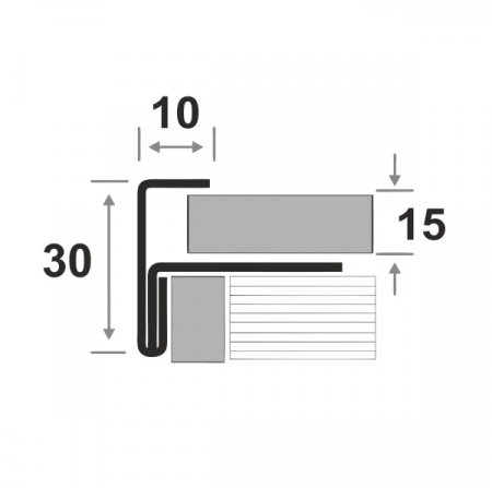 Профиль угловой для ступеней под плитку ПУ 13-15